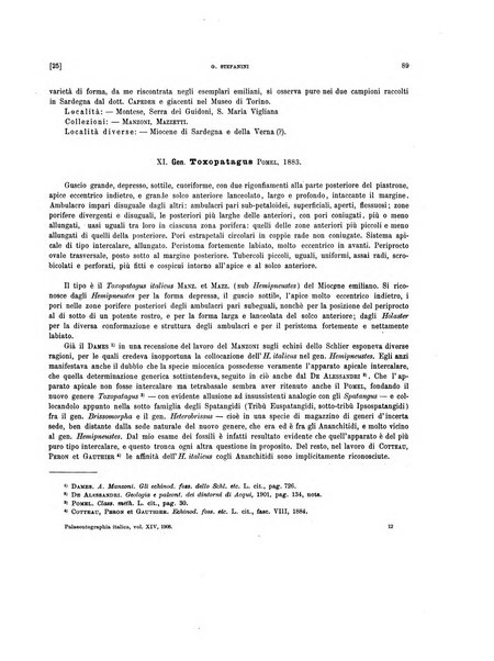 Palaeontographia Italica raccolta di monografie paleontologiche fondata da Mario Canavari nell'anno 1895