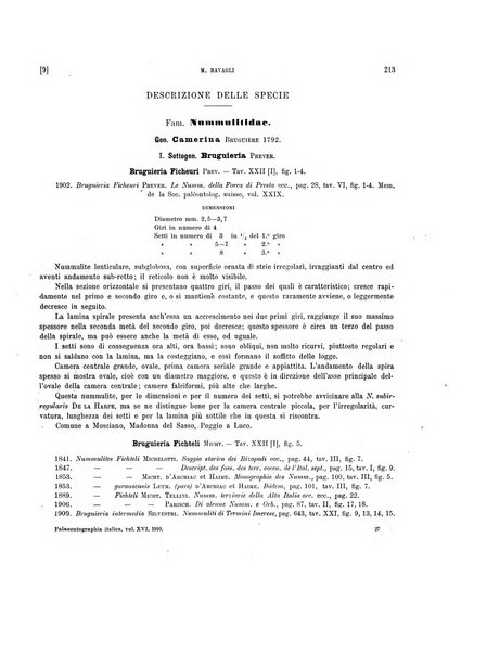 Palaeontographia Italica raccolta di monografie paleontologiche fondata da Mario Canavari nell'anno 1895