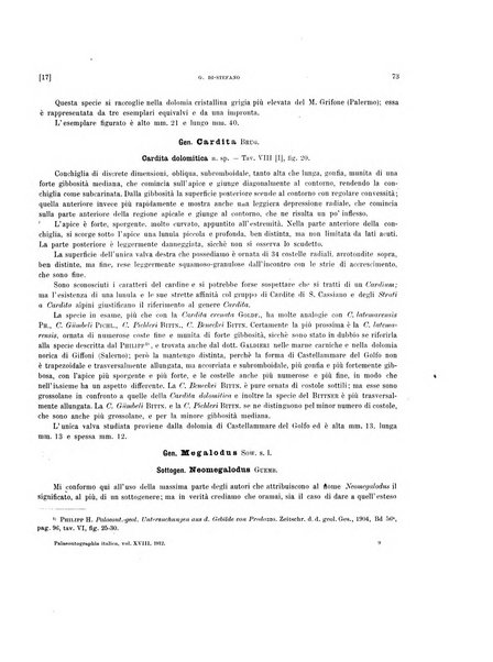 Palaeontographia Italica raccolta di monografie paleontologiche fondata da Mario Canavari nell'anno 1895