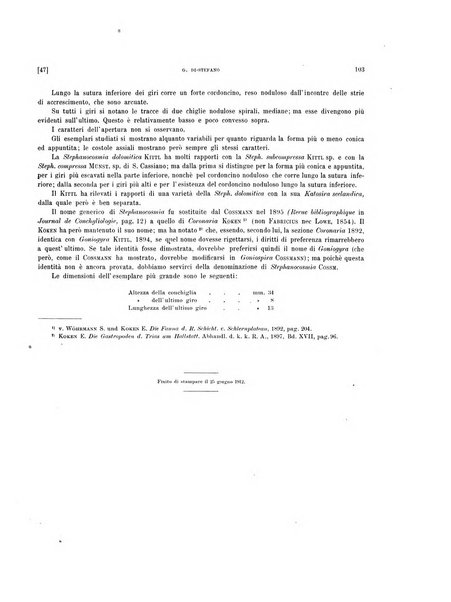 Palaeontographia Italica raccolta di monografie paleontologiche fondata da Mario Canavari nell'anno 1895