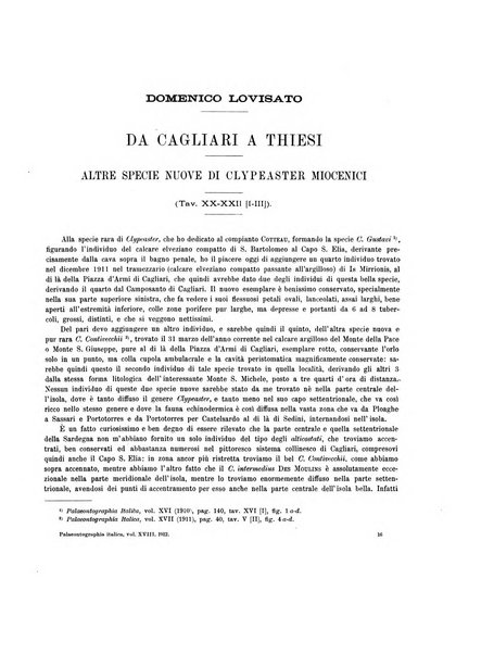 Palaeontographia Italica raccolta di monografie paleontologiche fondata da Mario Canavari nell'anno 1895