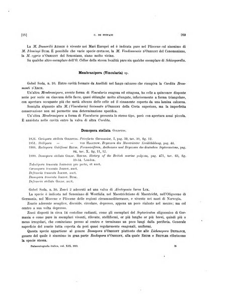 Palaeontographia Italica raccolta di monografie paleontologiche fondata da Mario Canavari nell'anno 1895