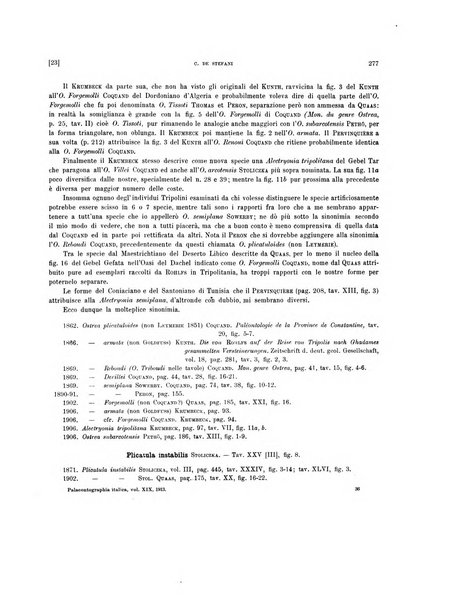 Palaeontographia Italica raccolta di monografie paleontologiche fondata da Mario Canavari nell'anno 1895