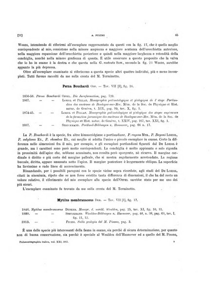 Palaeontographia Italica raccolta di monografie paleontologiche fondata da Mario Canavari nell'anno 1895