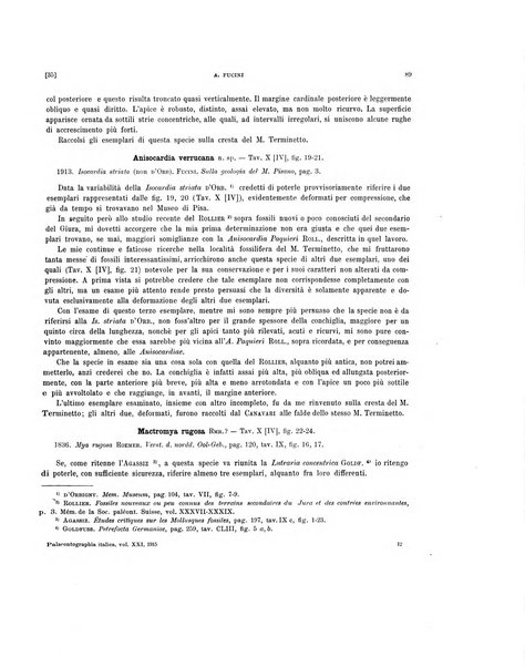 Palaeontographia Italica raccolta di monografie paleontologiche fondata da Mario Canavari nell'anno 1895