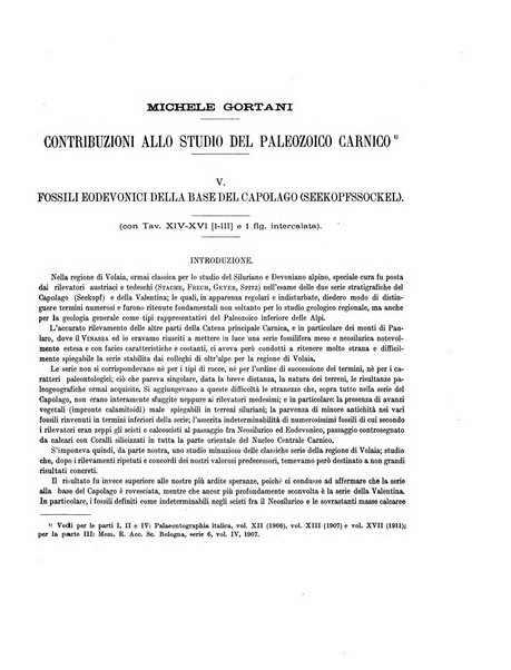 Palaeontographia Italica raccolta di monografie paleontologiche fondata da Mario Canavari nell'anno 1895