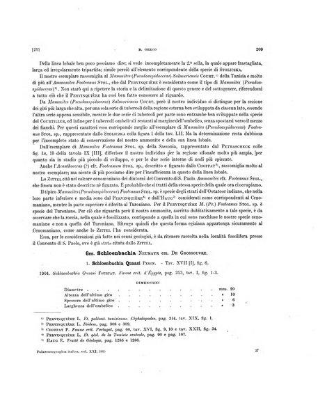 Palaeontographia Italica raccolta di monografie paleontologiche fondata da Mario Canavari nell'anno 1895