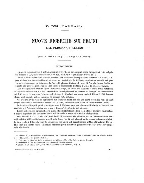 Palaeontographia Italica raccolta di monografie paleontologiche fondata da Mario Canavari nell'anno 1895