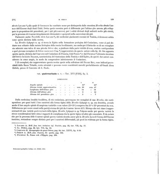 Palaeontographia Italica raccolta di monografie paleontologiche fondata da Mario Canavari nell'anno 1895