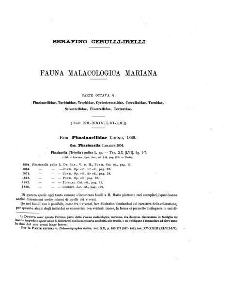 Palaeontographia Italica raccolta di monografie paleontologiche fondata da Mario Canavari nell'anno 1895