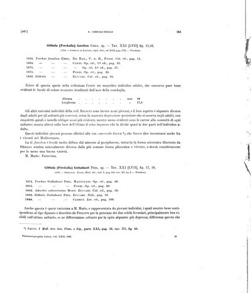 Palaeontographia Italica raccolta di monografie paleontologiche fondata da Mario Canavari nell'anno 1895