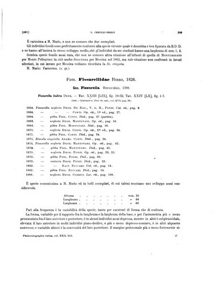 Palaeontographia Italica raccolta di monografie paleontologiche fondata da Mario Canavari nell'anno 1895