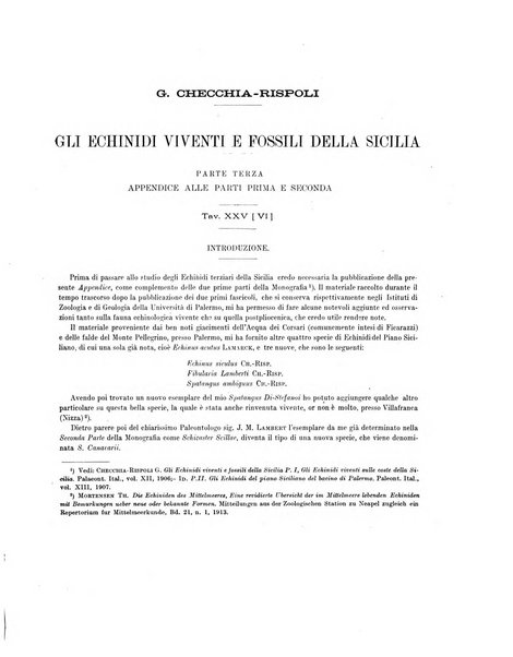 Palaeontographia Italica raccolta di monografie paleontologiche fondata da Mario Canavari nell'anno 1895