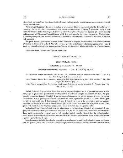 Palaeontographia Italica raccolta di monografie paleontologiche fondata da Mario Canavari nell'anno 1895