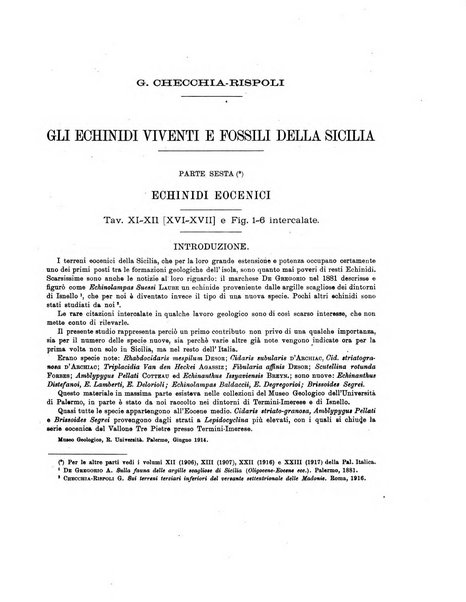 Palaeontographia Italica raccolta di monografie paleontologiche fondata da Mario Canavari nell'anno 1895