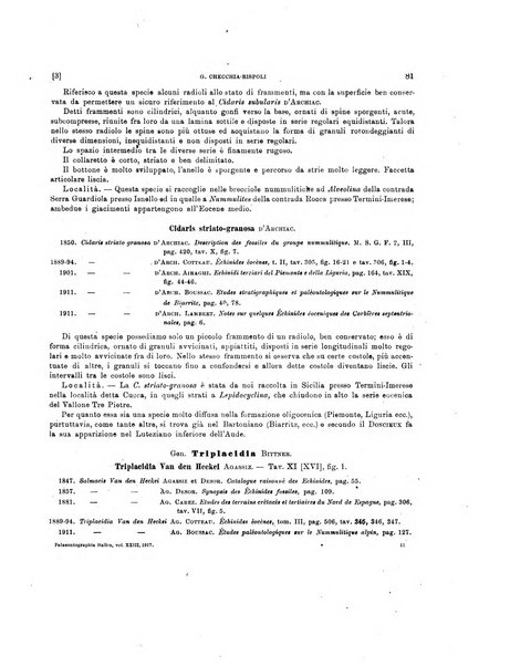 Palaeontographia Italica raccolta di monografie paleontologiche fondata da Mario Canavari nell'anno 1895