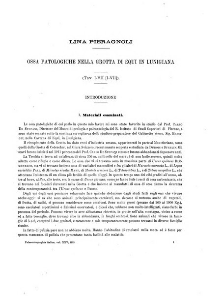 Palaeontographia Italica raccolta di monografie paleontologiche fondata da Mario Canavari nell'anno 1895