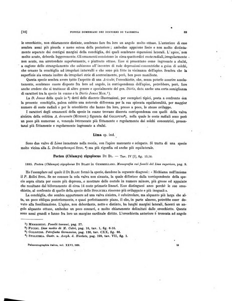 Palaeontographia Italica raccolta di monografie paleontologiche fondata da Mario Canavari nell'anno 1895