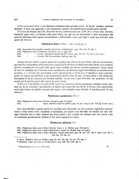 Palaeontographia Italica raccolta di monografie paleontologiche fondata da Mario Canavari nell'anno 1895