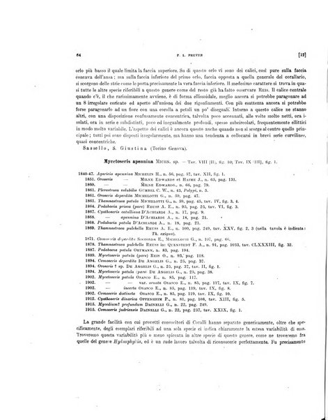 Palaeontographia Italica raccolta di monografie paleontologiche fondata da Mario Canavari nell'anno 1895