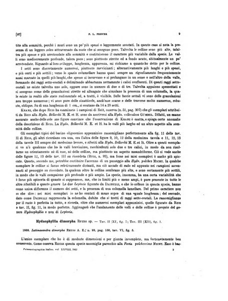 Palaeontographia Italica raccolta di monografie paleontologiche fondata da Mario Canavari nell'anno 1895