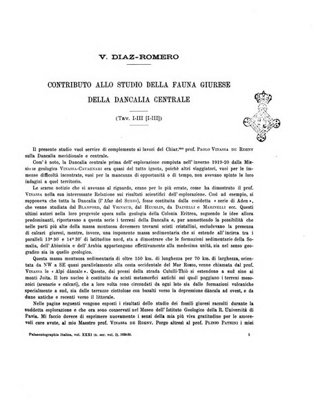 Palaeontographia Italica raccolta di monografie paleontologiche fondata da Mario Canavari nell'anno 1895