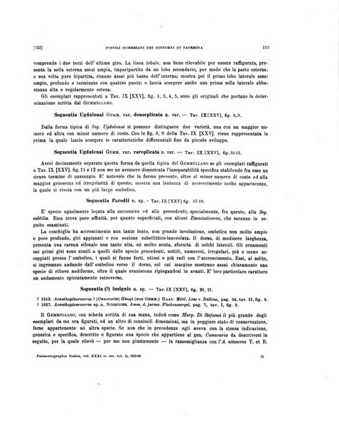 Palaeontographia Italica raccolta di monografie paleontologiche fondata da Mario Canavari nell'anno 1895