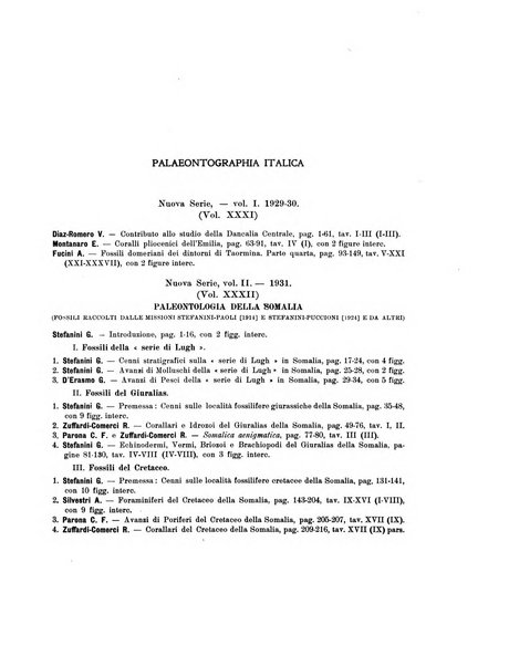 Palaeontographia Italica raccolta di monografie paleontologiche fondata da Mario Canavari nell'anno 1895