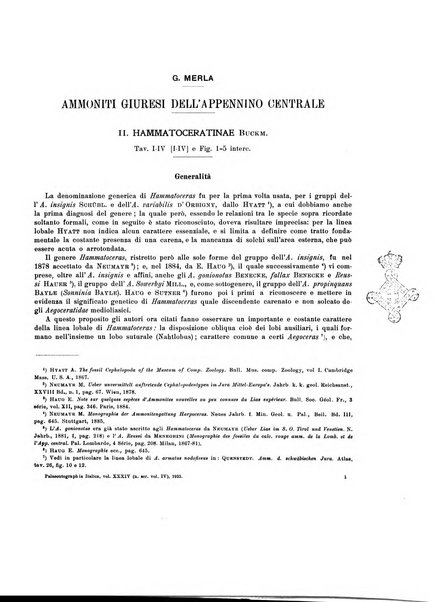 Palaeontographia Italica raccolta di monografie paleontologiche fondata da Mario Canavari nell'anno 1895