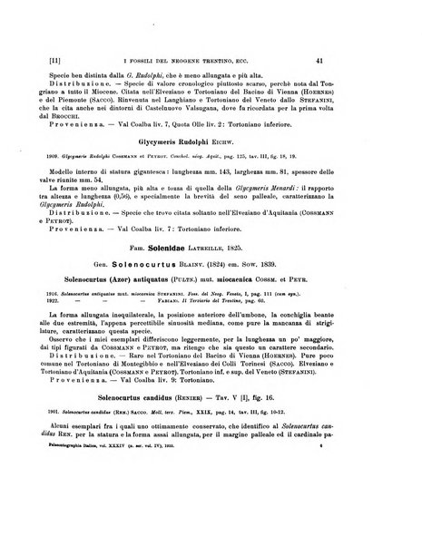 Palaeontographia Italica raccolta di monografie paleontologiche fondata da Mario Canavari nell'anno 1895