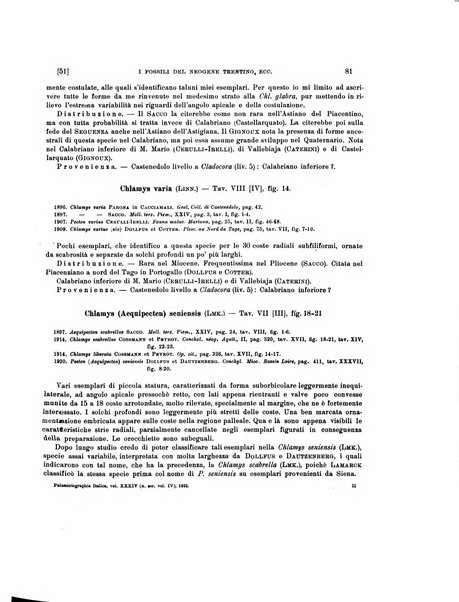 Palaeontographia Italica raccolta di monografie paleontologiche fondata da Mario Canavari nell'anno 1895