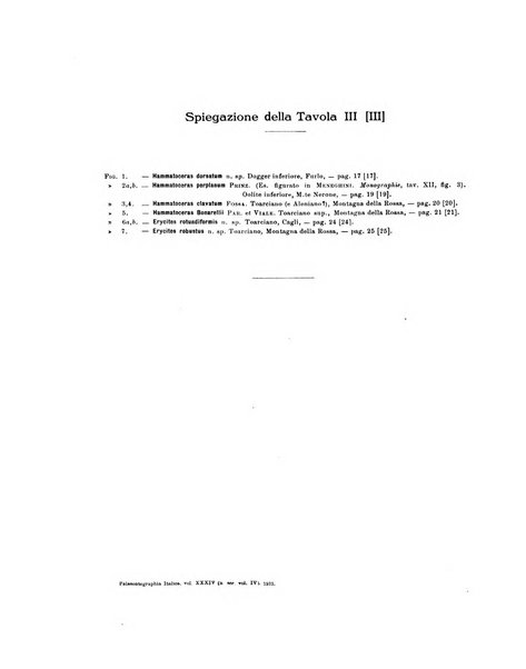 Palaeontographia Italica raccolta di monografie paleontologiche fondata da Mario Canavari nell'anno 1895