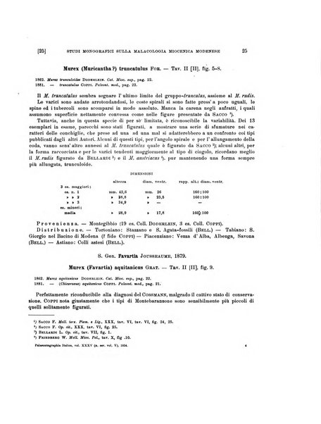 Palaeontographia Italica raccolta di monografie paleontologiche fondata da Mario Canavari nell'anno 1895