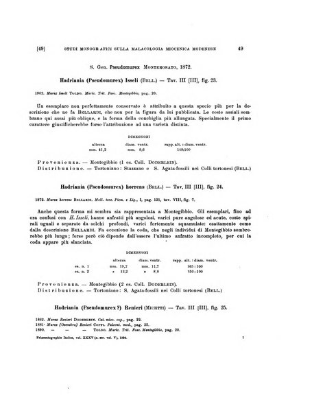 Palaeontographia Italica raccolta di monografie paleontologiche fondata da Mario Canavari nell'anno 1895