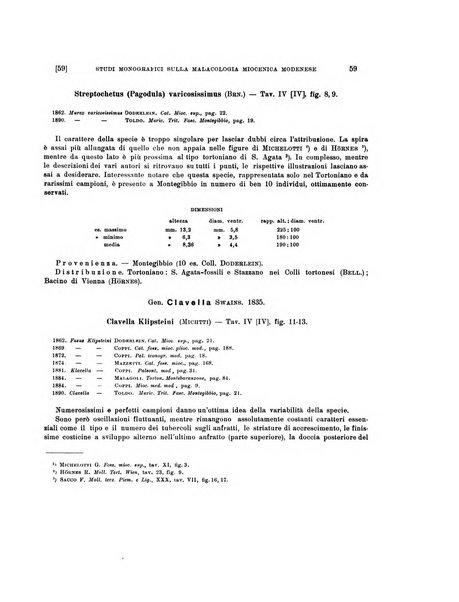 Palaeontographia Italica raccolta di monografie paleontologiche fondata da Mario Canavari nell'anno 1895