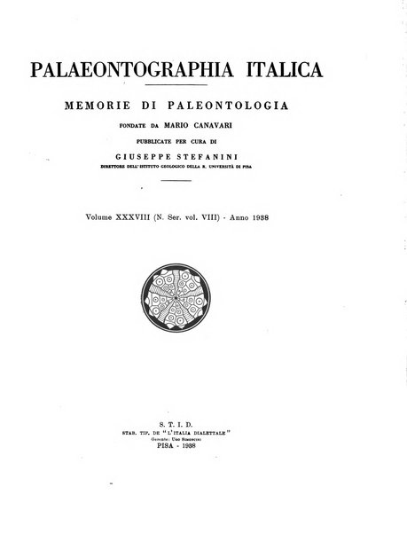 Palaeontographia Italica raccolta di monografie paleontologiche fondata da Mario Canavari nell'anno 1895