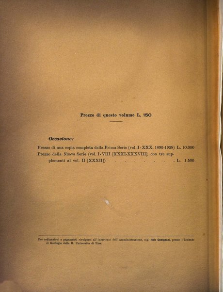 Palaeontographia Italica raccolta di monografie paleontologiche fondata da Mario Canavari nell'anno 1895