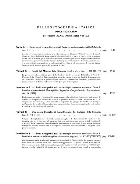 Palaeontographia Italica raccolta di monografie paleontologiche fondata da Mario Canavari nell'anno 1895