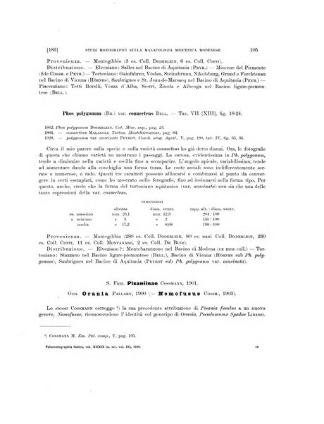 Palaeontographia Italica raccolta di monografie paleontologiche fondata da Mario Canavari nell'anno 1895