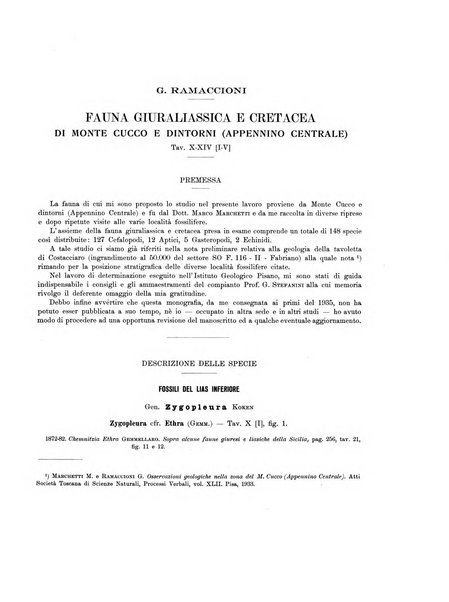 Palaeontographia Italica raccolta di monografie paleontologiche fondata da Mario Canavari nell'anno 1895