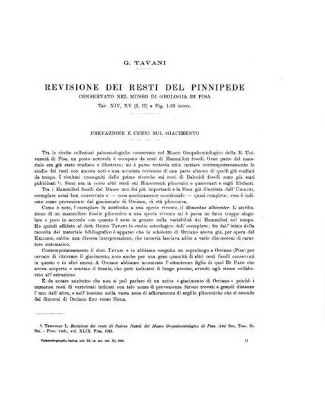 Palaeontographia Italica raccolta di monografie paleontologiche fondata da Mario Canavari nell'anno 1895