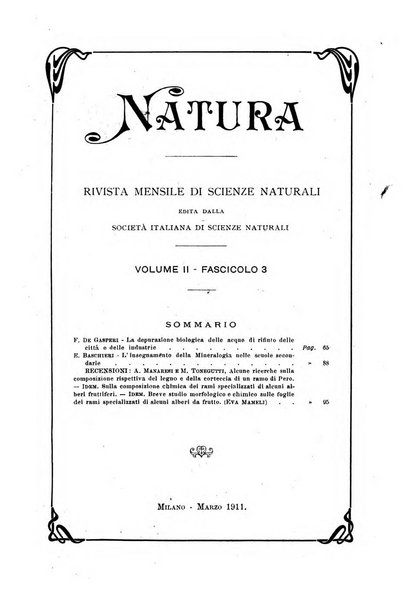 Natura rivista mensile di scienze naturali