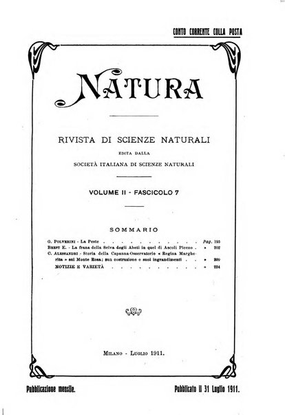 Natura rivista mensile di scienze naturali