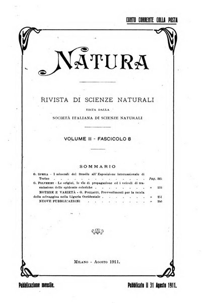 Natura rivista mensile di scienze naturali