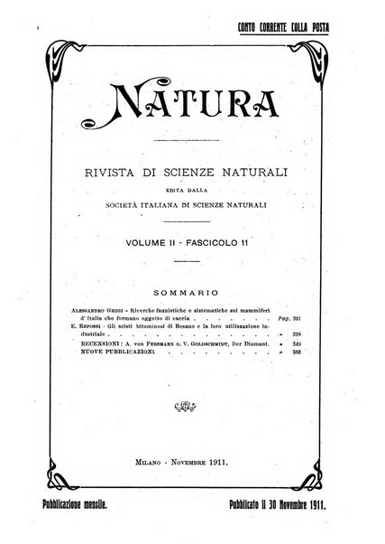 Natura rivista mensile di scienze naturali