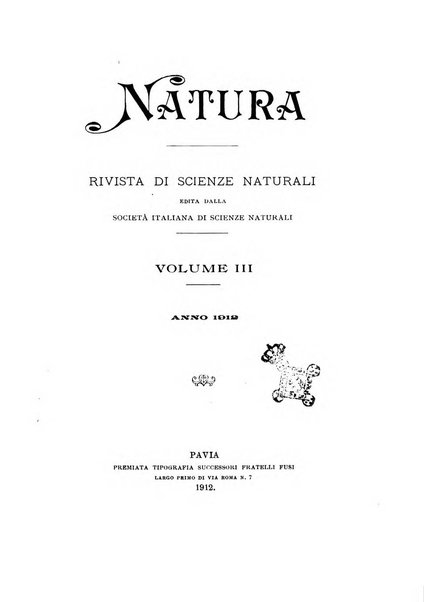 Natura rivista mensile di scienze naturali