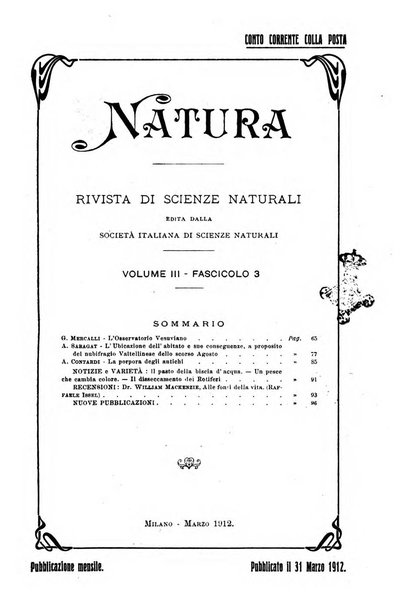 Natura rivista mensile di scienze naturali