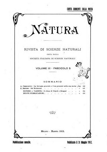 Natura rivista mensile di scienze naturali