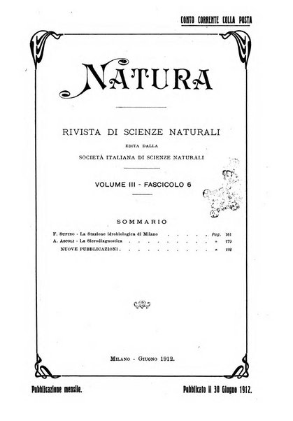 Natura rivista mensile di scienze naturali