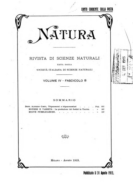 Natura rivista mensile di scienze naturali